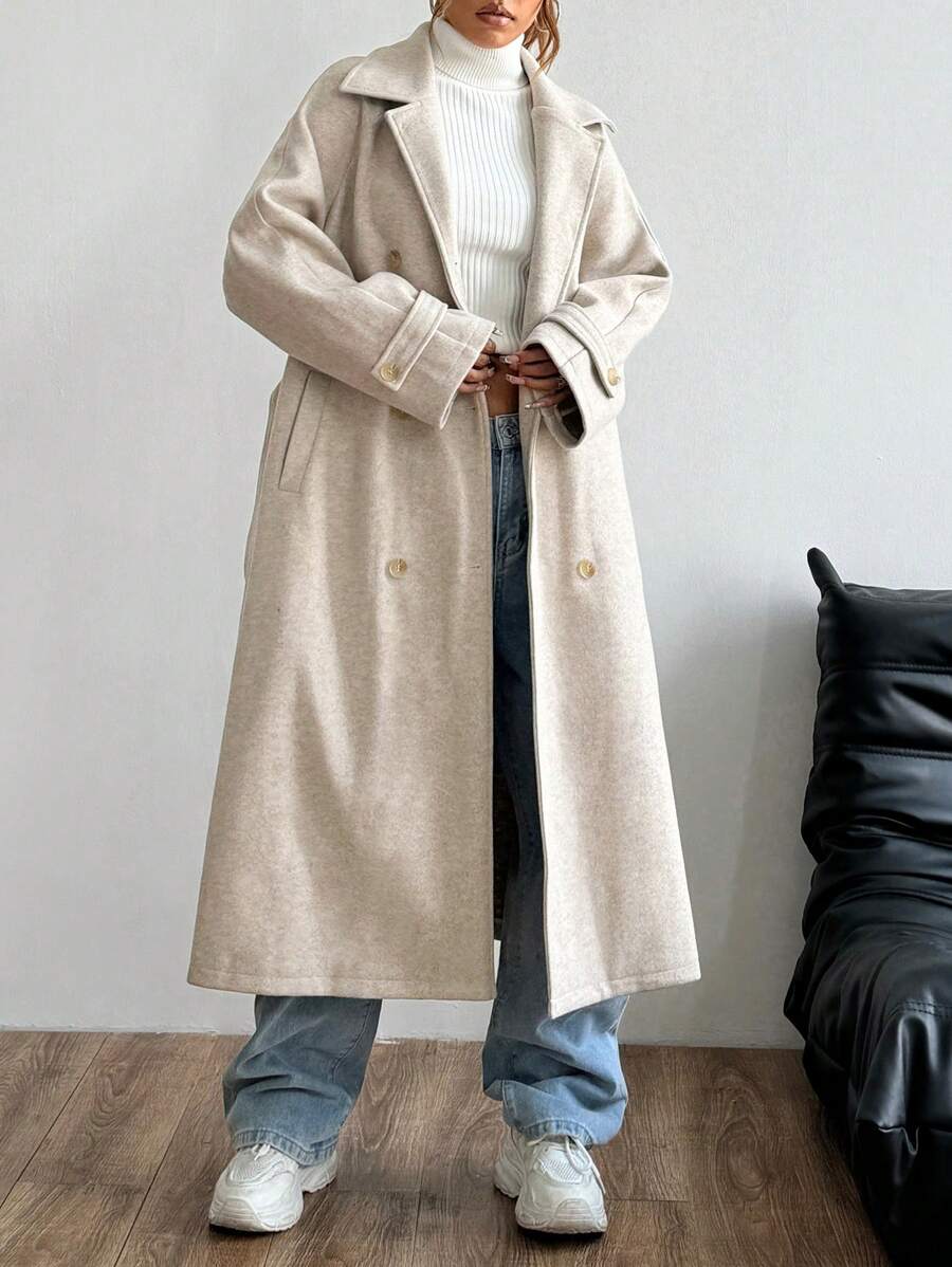 Indie Belted Collared Loose Fit Longline Overcoat - view 5