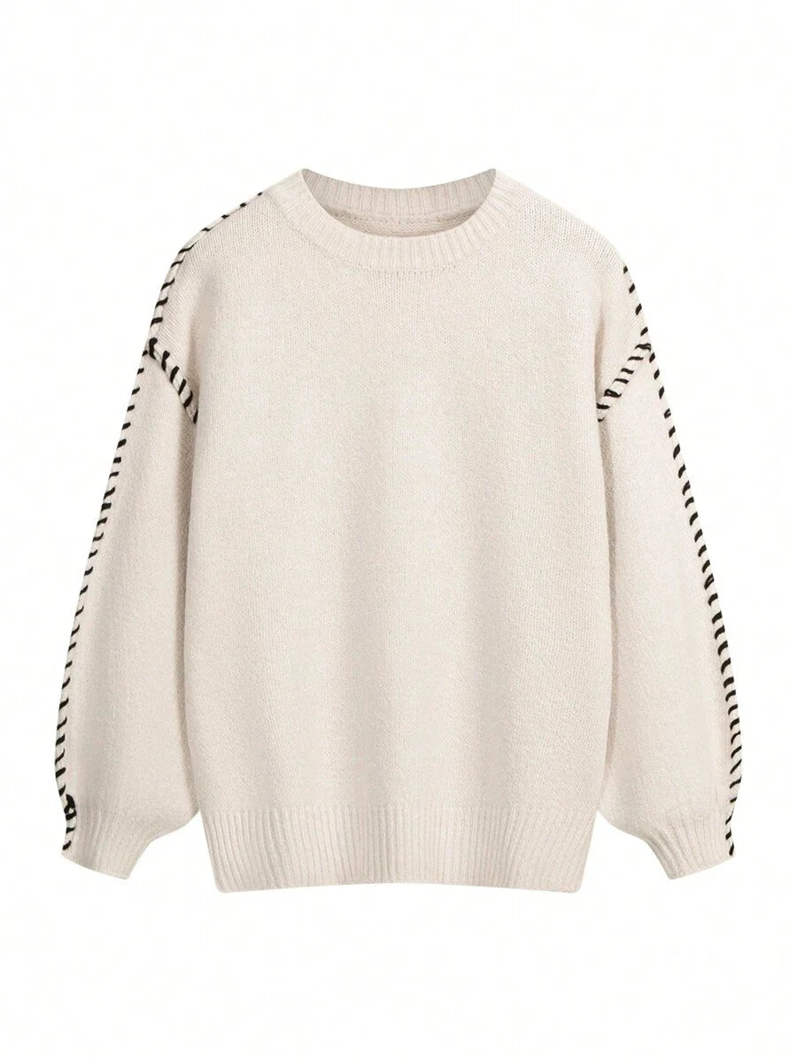 Celia Chunky Knit Contrast Panel Sweater - view 2