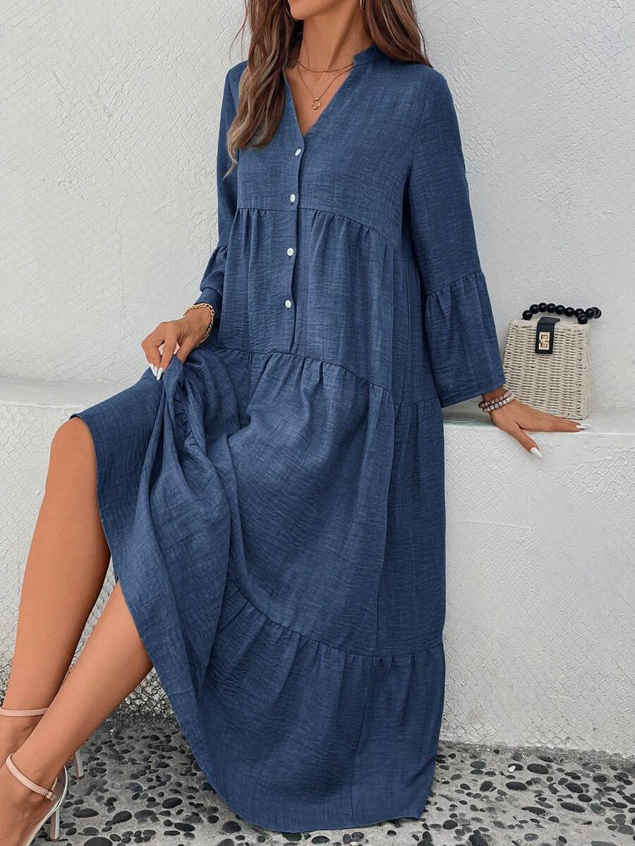 Clara Tiered V Neck Maxi Dress - view 6