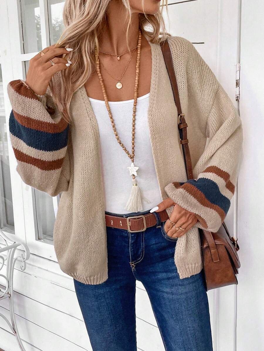 Martina Striped Drop Shoulder Layered Cardigan - view 3