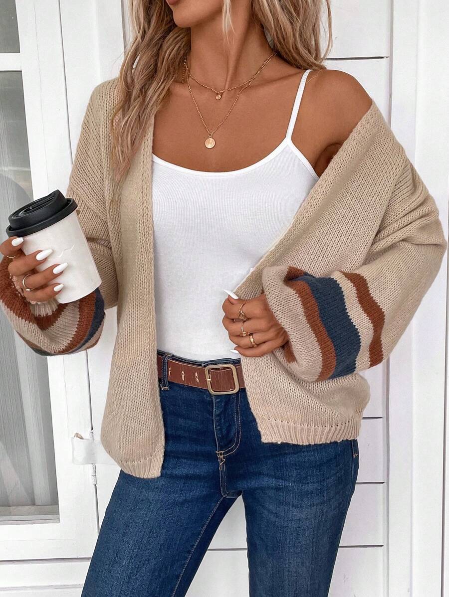 Martina Striped Drop Shoulder Layered Cardigan - view 6