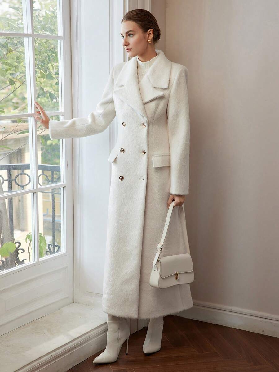Julia Double Breasted Notch Lapel Longline Overcoat - view 5