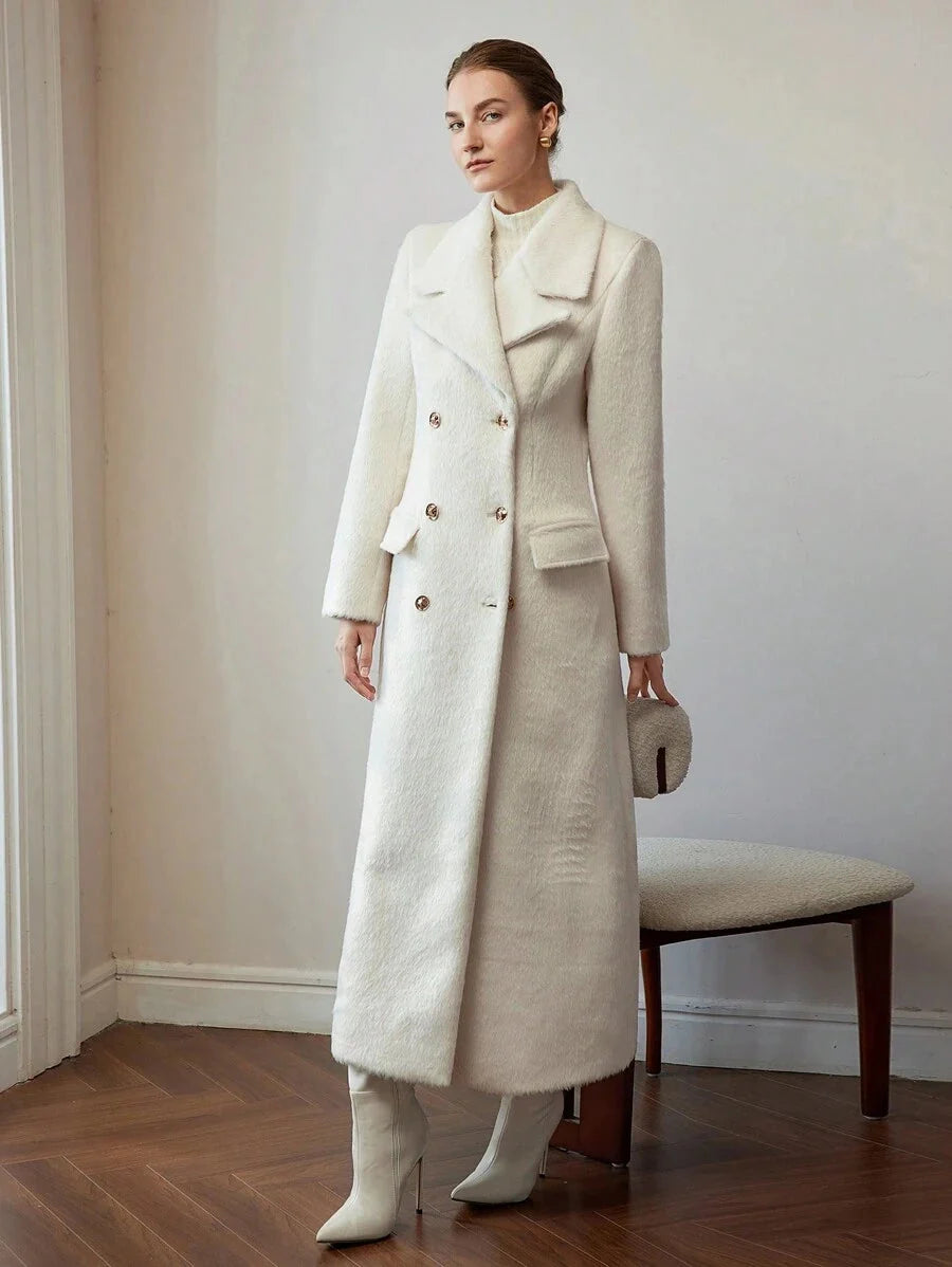 Julia Double Breasted Notch Lapel Longline Overcoat - view 6