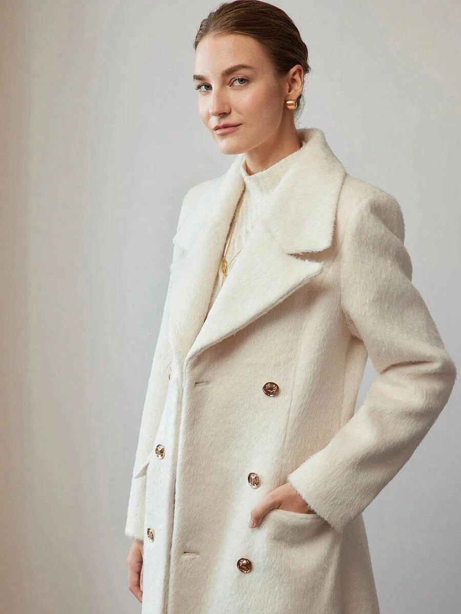 Julia Double Breasted Notch Lapel Longline Overcoat - view 7