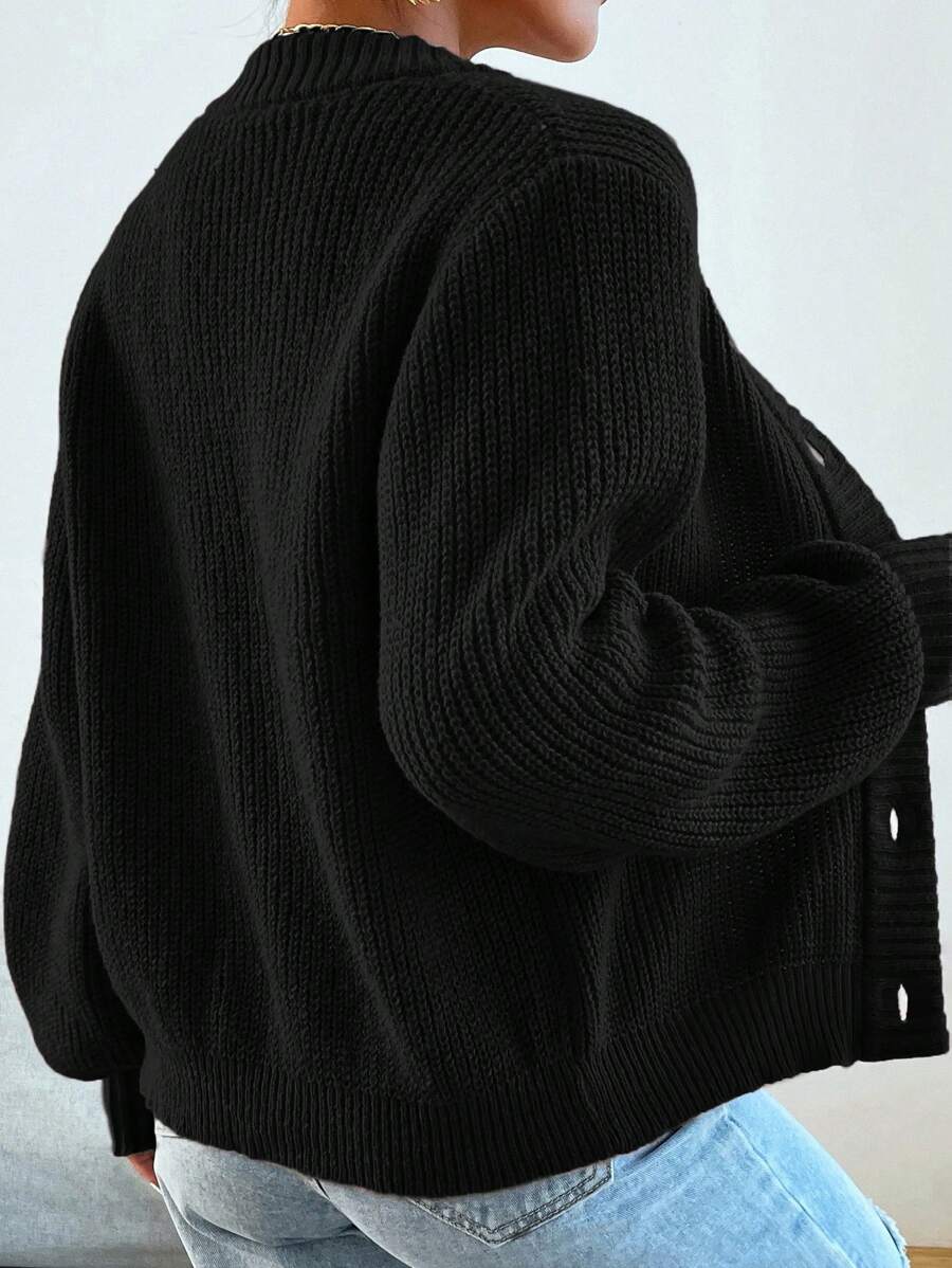 Celeste | Ribbed Knit V-Neck Button-Front Cardigan