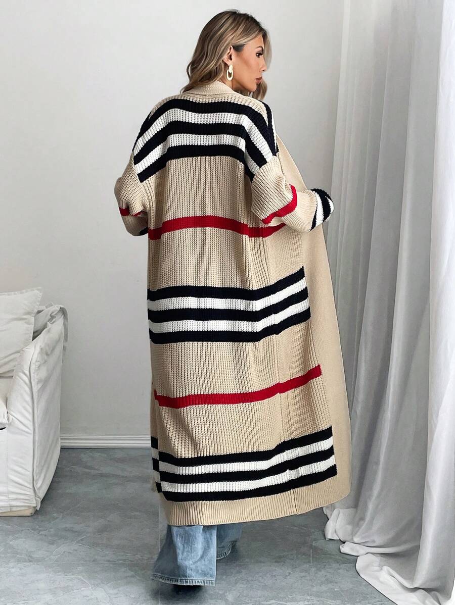 Opal Striped Layered Midi Length Longline Cardigan - view 3