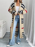 Opal Striped Layered Midi Length Longline Cardigan - front view
