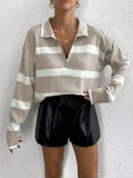 Ella Striped Half Zip Drop Shoulder Sweater - front view