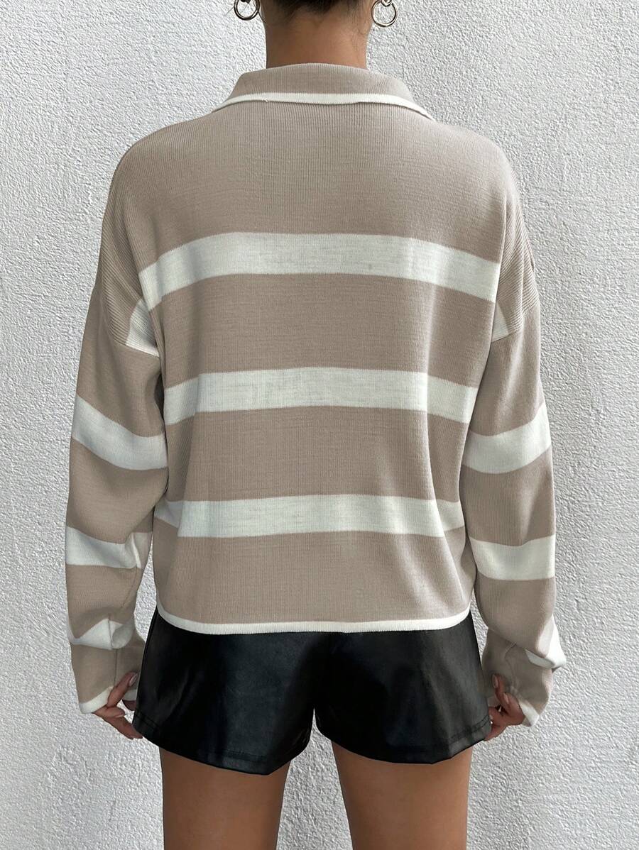 Ella Striped Half Zip Drop Shoulder Sweater - view 3