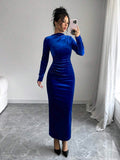 Wren Stand Collar Ruched Collared Maxi Dress - front view