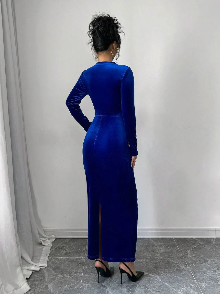 Wren Stand Collar Ruched Collared Maxi Dress - view 2