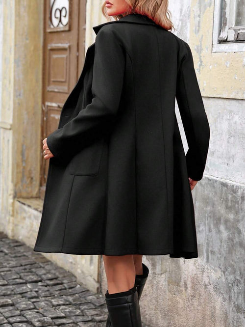 Agnes Notch Lapel Layered Midi Length Overcoat - view 2
