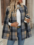 Bea Plaid Stand Collar Collared Longline Overcoat - front view