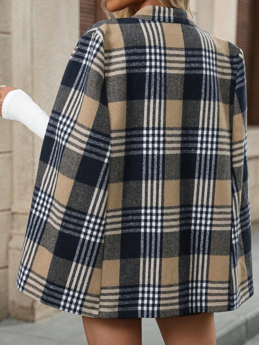 Bea Plaid Stand Collar Collared Longline Overcoat - view 2