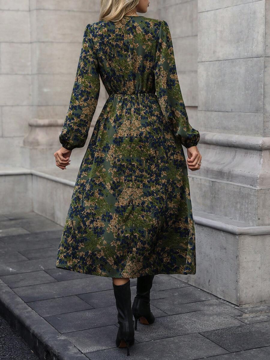 Victoria V Neck Balloon Sleeve Wrap Dress - view 2