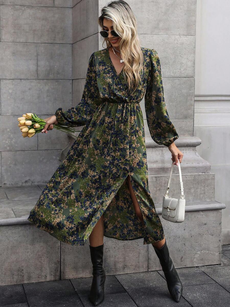 Victoria V Neck Balloon Sleeve Wrap Dress - view 5