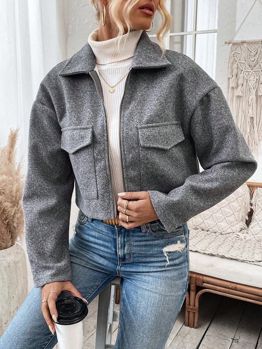 Marguerite Zip Front Collared Patch Pocket Jacket - view 5