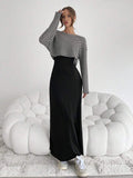 Noor Striped Boat Neck Two Piece Set - front view