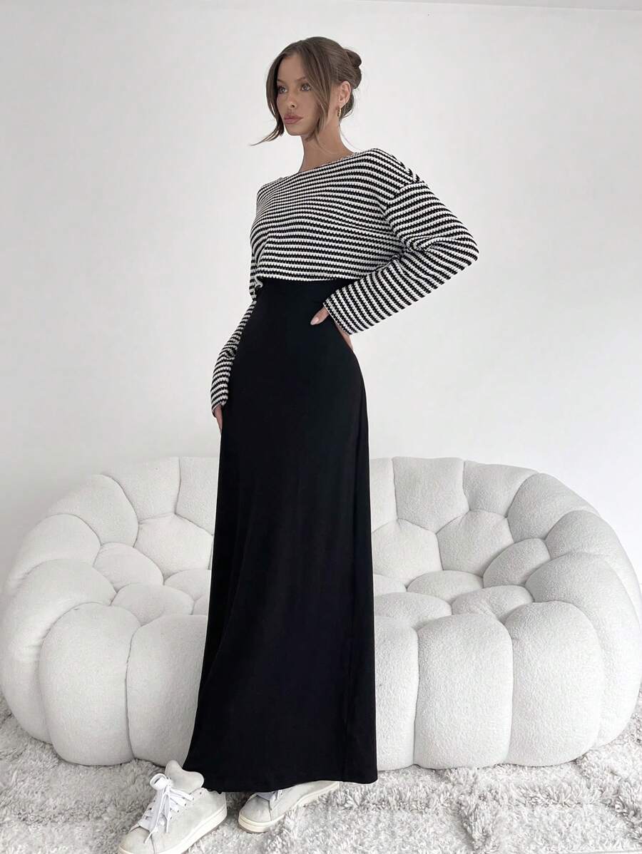Noor Striped Boat Neck Two Piece Set - view 5