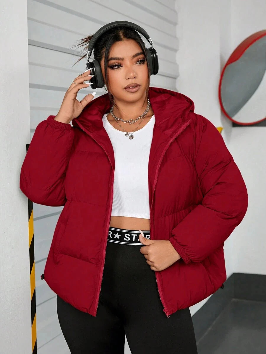 Talia Hooded Drawstring Hem Puffer Jacket - view 5