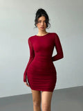 Harper Long Sleeve Ruched Mini Dress - front view