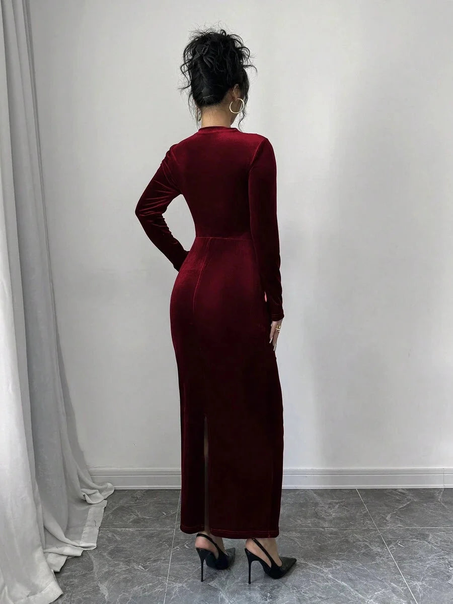 Wren Stand Collar Ruched Collared Maxi Dress - view 6