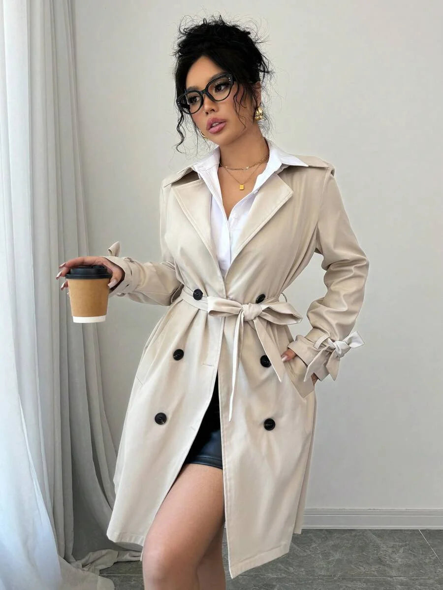 Zoe Belted Double Breasted Trench Coat - view 8