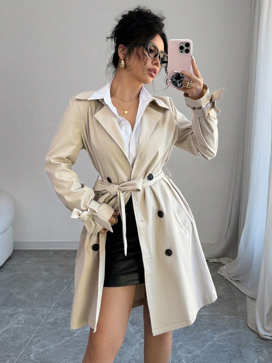 Zoe Belted Double Breasted Trench Coat - view 10