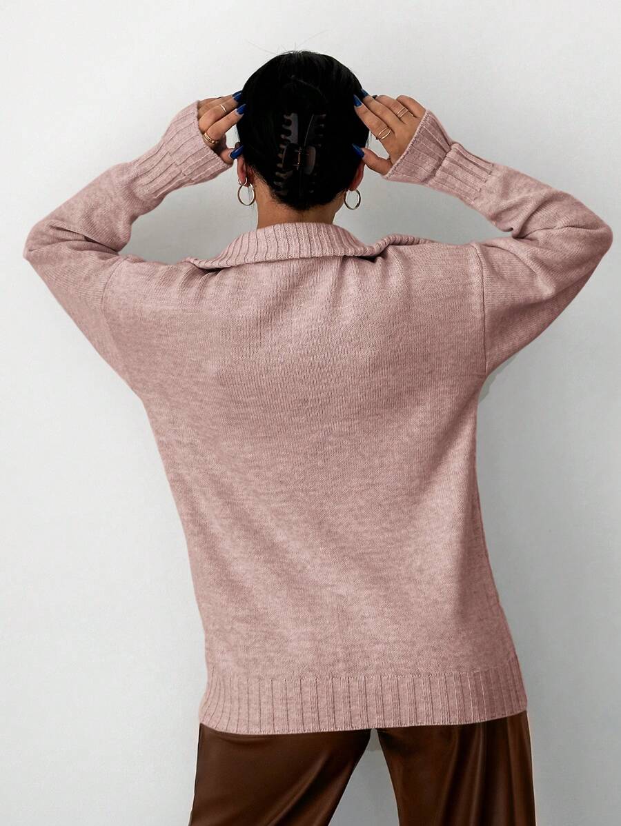 Chloe Half Zip Drop Shoulder Collared Sweater - view 6