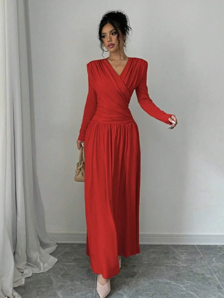 Persephone V Neck Ruched Maxi Dress - view 9