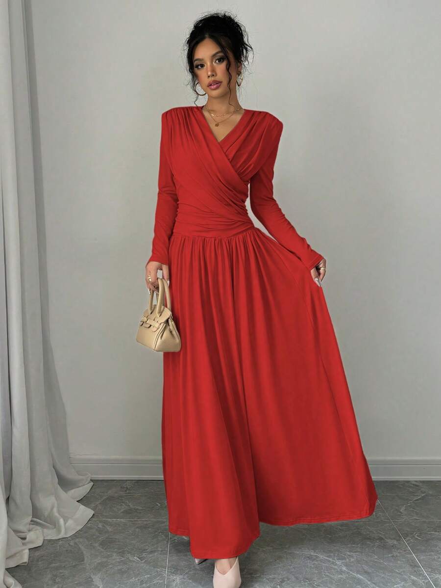 Persephone V Neck Ruched Maxi Dress - view 10