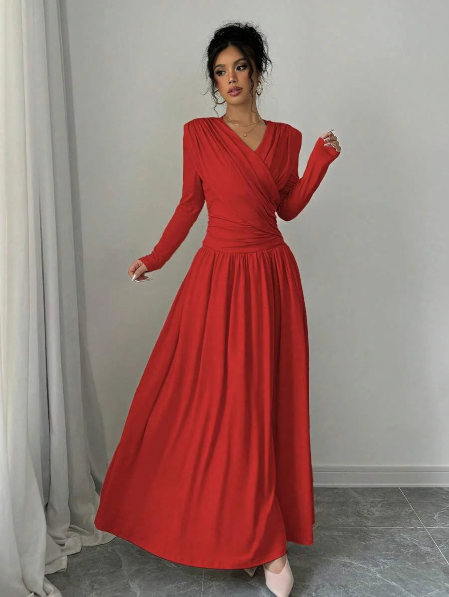Persephone V Neck Ruched Maxi Dress - view 11