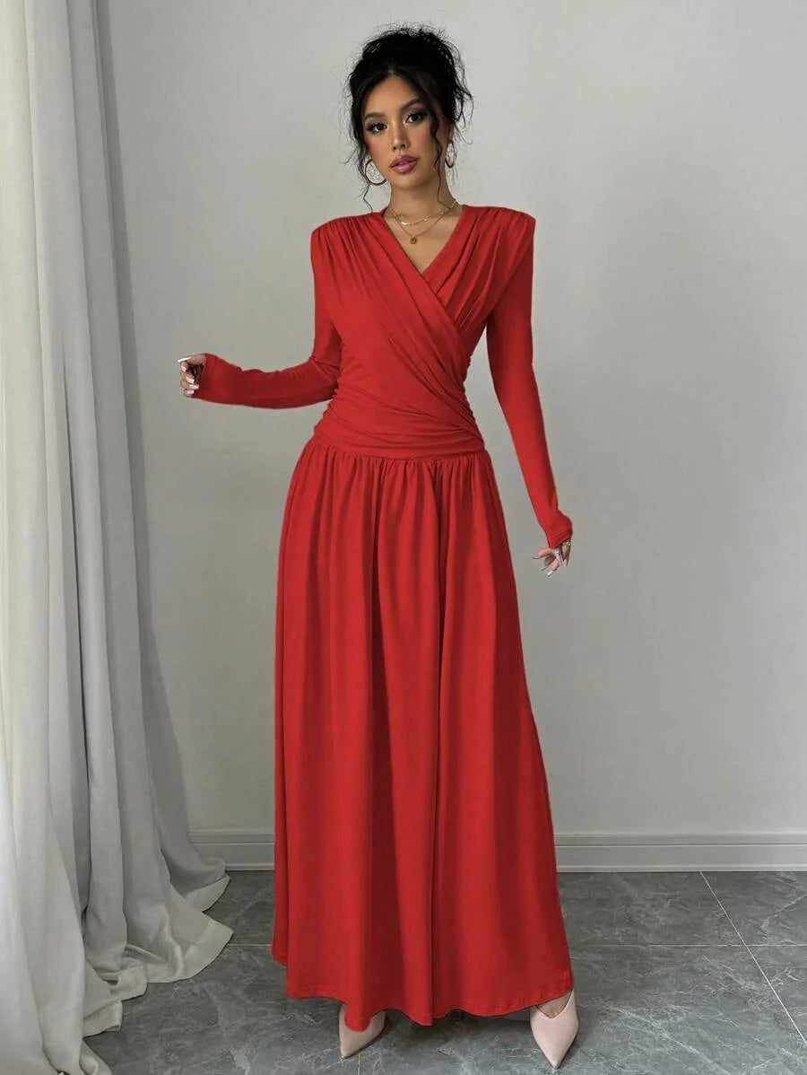 Persephone V Neck Ruched Maxi Dress - view 12