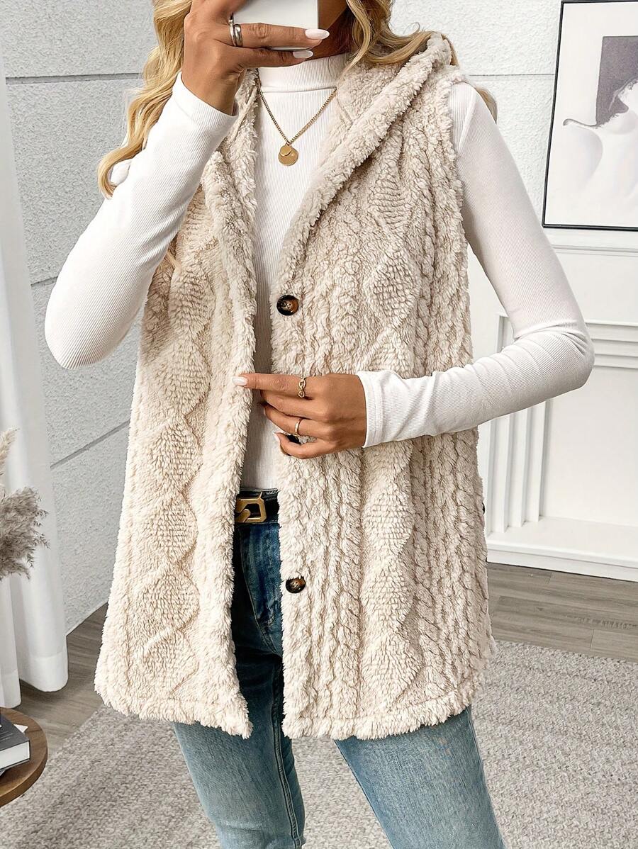 Aurora Cable Knit Sleeveless Layered Vest - view 3