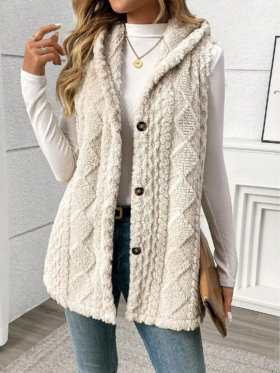 Aurora Cable Knit Sleeveless Layered Vest - front view