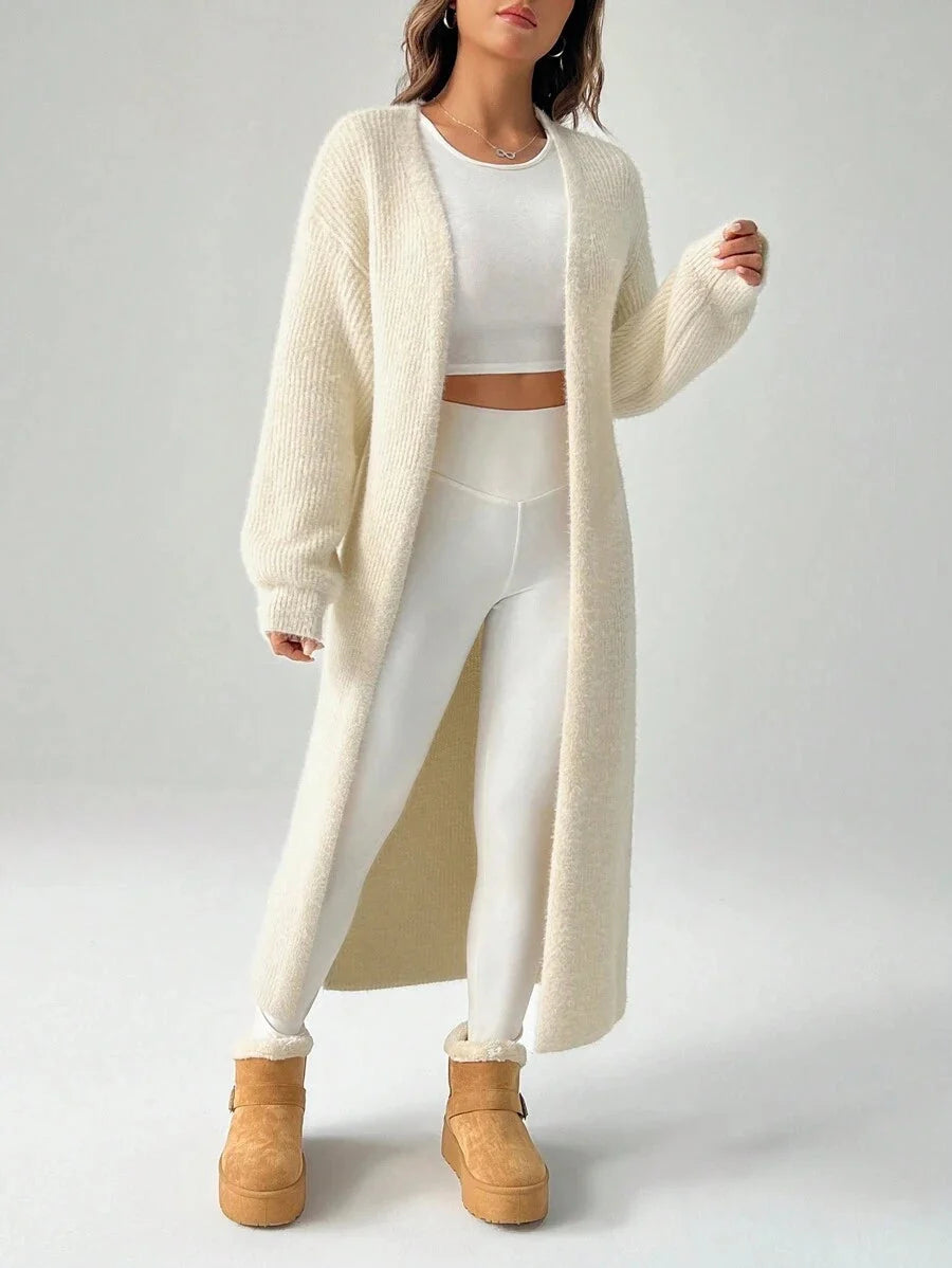 June Duster Layered Midi Length Longline Cardigan - front view