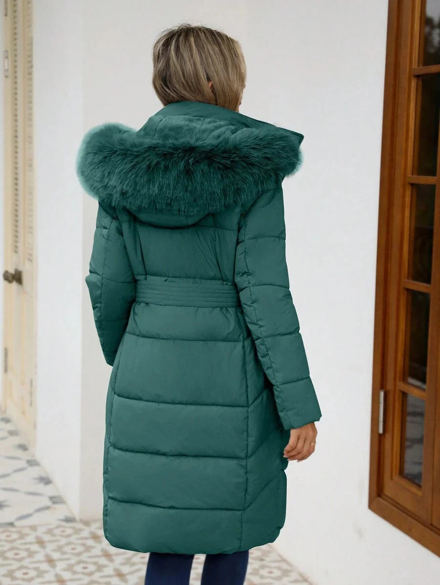 Amira Belted Longline Hooded Puffer Jacket - view 5