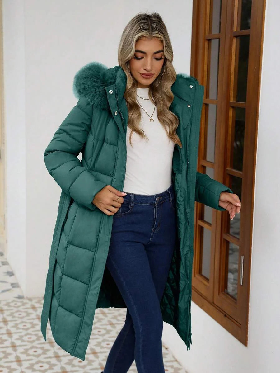 Amira Belted Longline Hooded Puffer Jacket - view 4