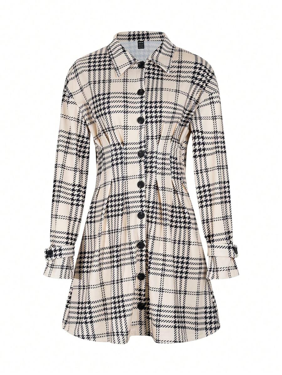 Imogen Plaid Button Front Shirt Dress - view 3