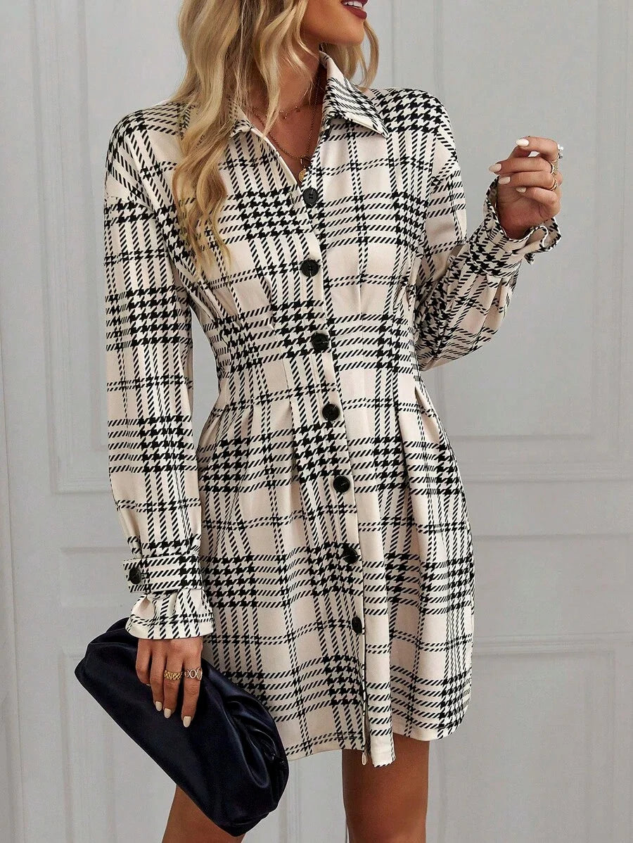 Imogen Plaid Button Front Shirt Dress - view 4
