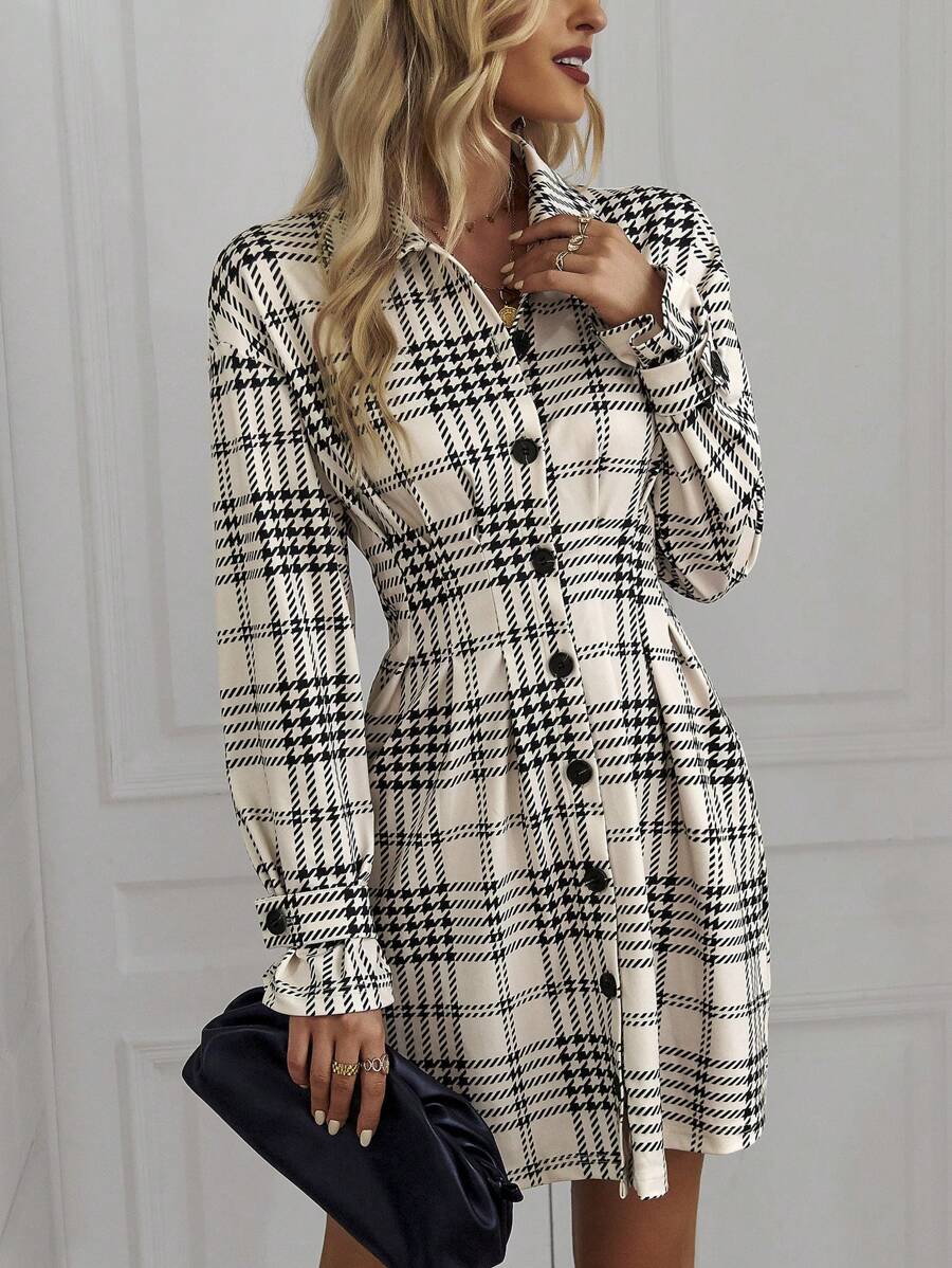 Imogen Plaid Button Front Shirt Dress - view 7