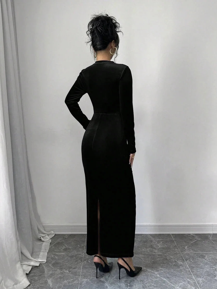 Wren Stand Collar Ruched Collared Maxi Dress - view 12