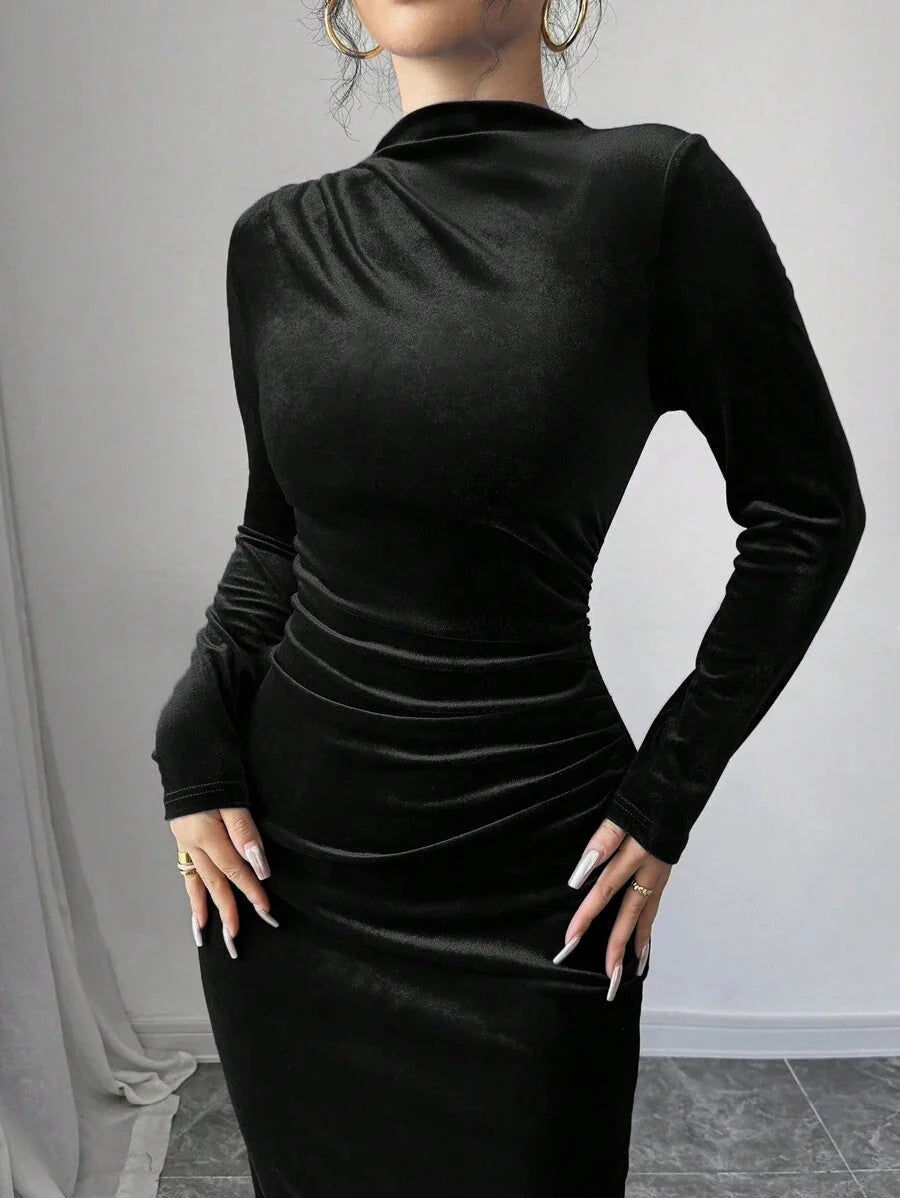 Wren Stand Collar Ruched Collared Maxi Dress - view 13