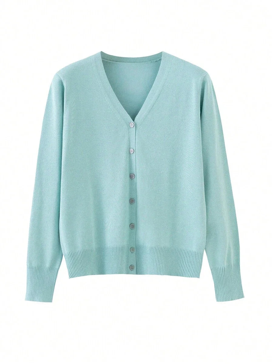 Ida Ribbed Button Front V Neck Cardigan - view 13