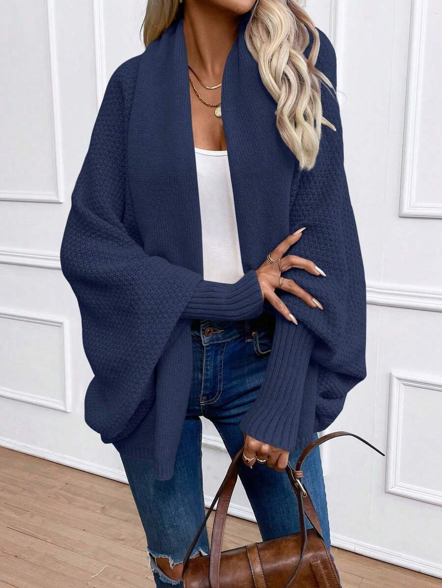 Noelle | Batwing Sleeve Shawl-Collar Open-Front Cardigan