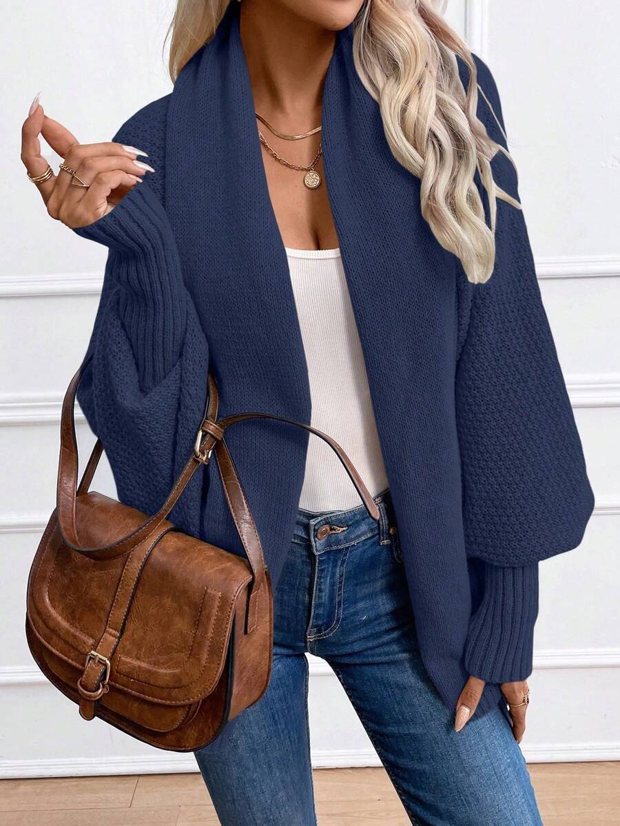 Noelle | Batwing Sleeve Shawl-Collar Open-Front Cardigan
