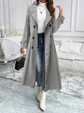 Bo Herringbone Notch Lapel Longline Overcoat - front view