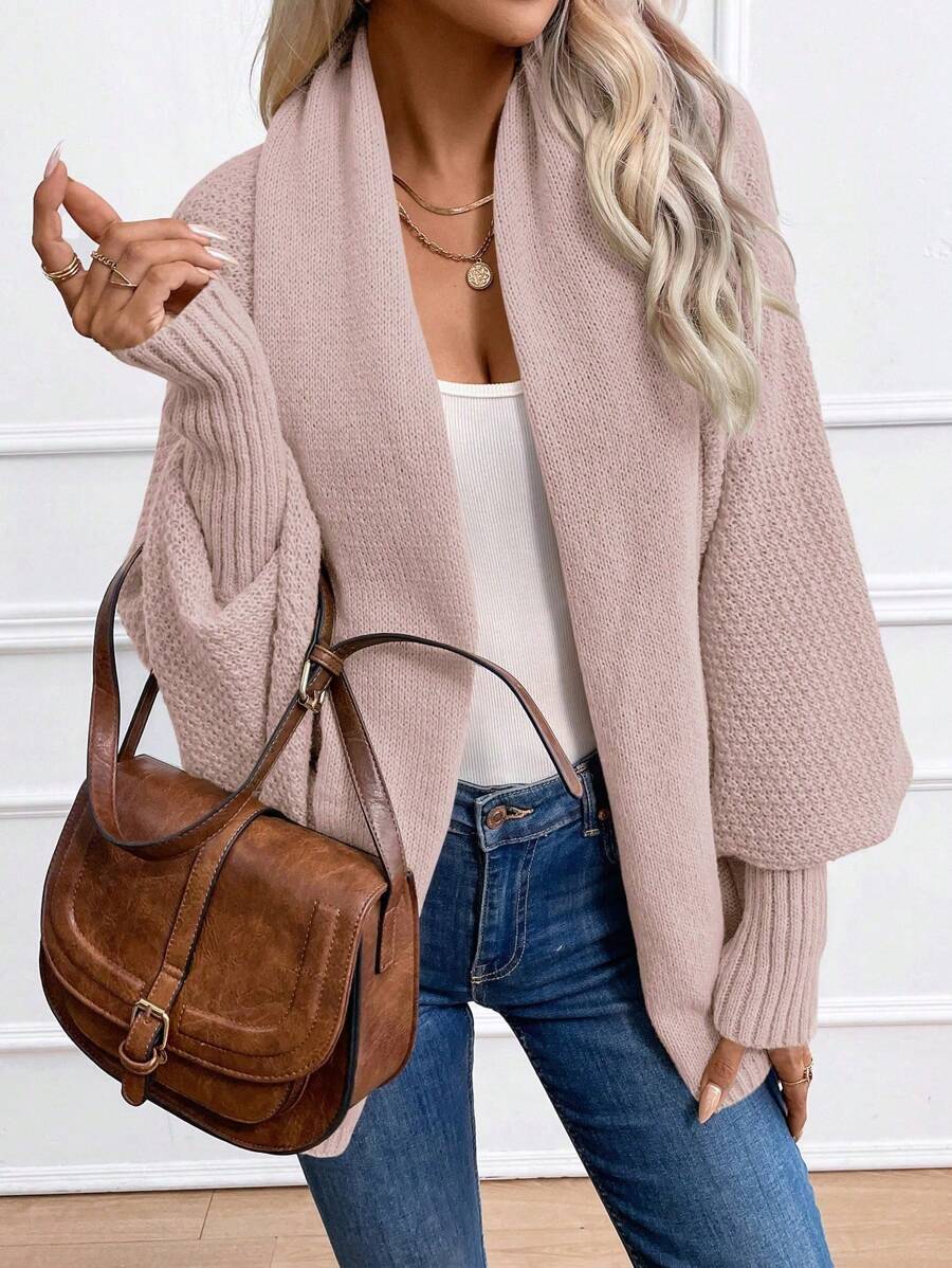 Noelle | Batwing Sleeve Shawl-Collar Open-Front Cardigan