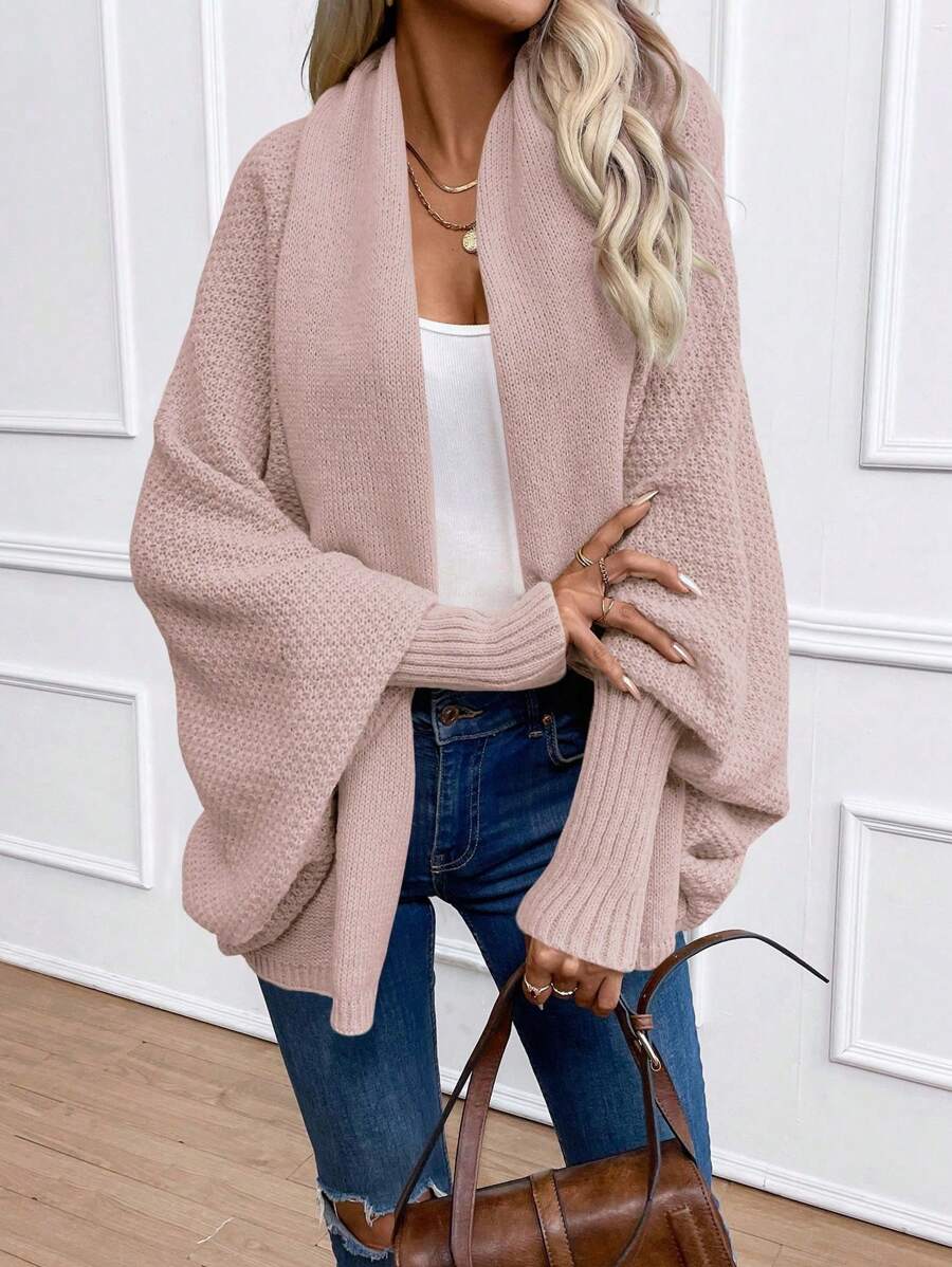 Noelle | Batwing Sleeve Shawl-Collar Open-Front Cardigan