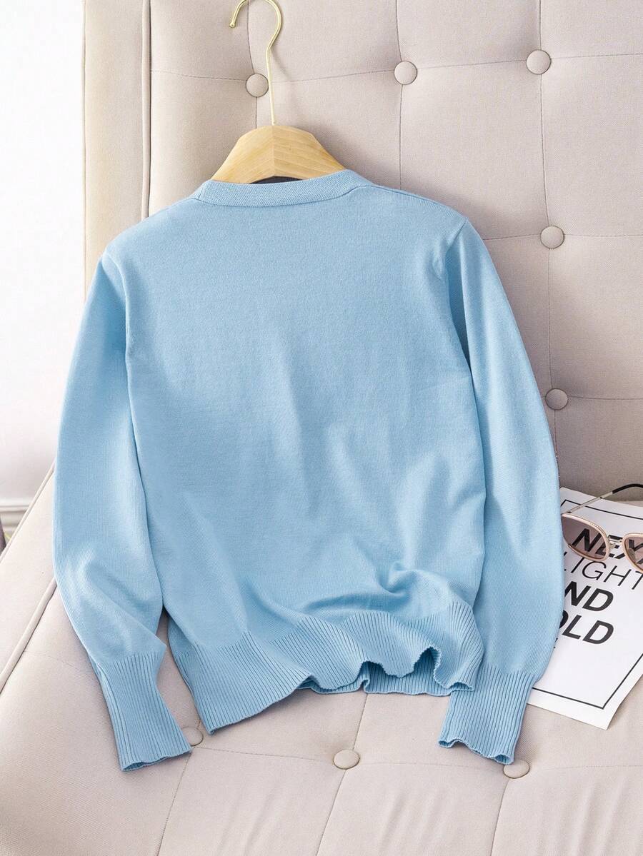 Ida Ribbed Button Front V Neck Cardigan - view 16